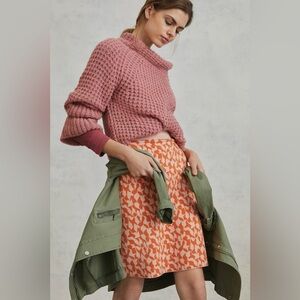 Anthropologie Pink and Orange A-Line Skirt